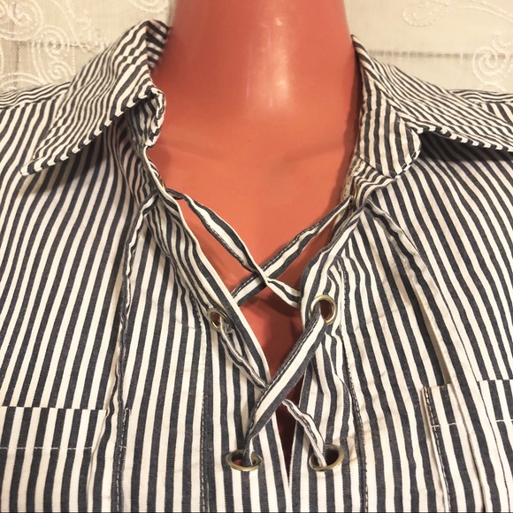 Michael Kors | Striped Lace Up Top - Picture 3 of 7